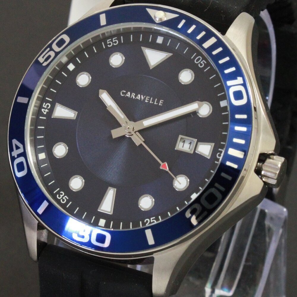 Caravelle Men's Sport Watch By Bulova Sunburst Dial Silicone Strap 42mm - Picture 10 of 13